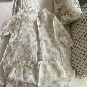 Sleeper linen pajama set daisy print